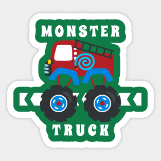 Vector illustration of monster truck with cartoon style. Sticker